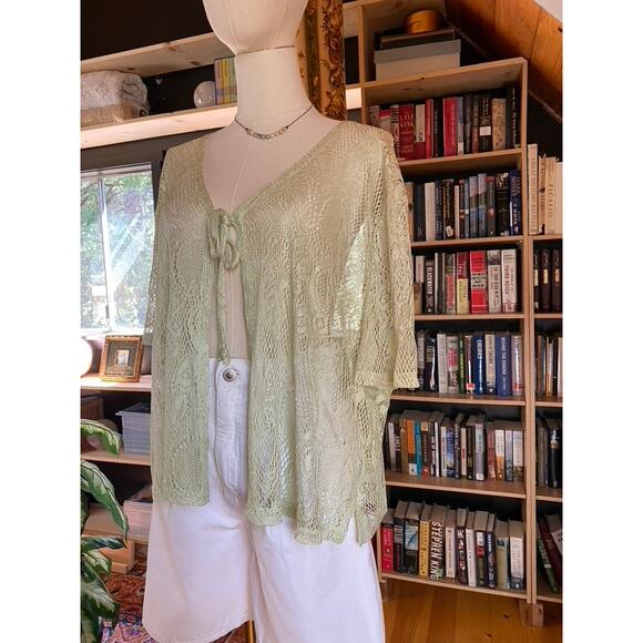 90s Green Lace Shirt Tied - Picture 6 of 6